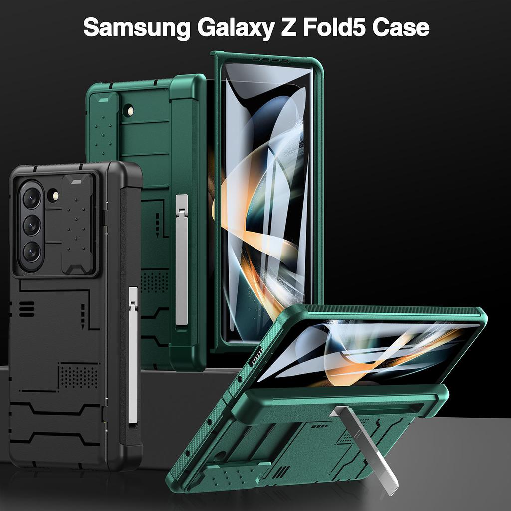 for Samsung Galaxy Z Fold 5 Case,Heavy Duty Protective Camera Lens Cover S Pen Holder & Hinge Protection Rugged Stand Cover