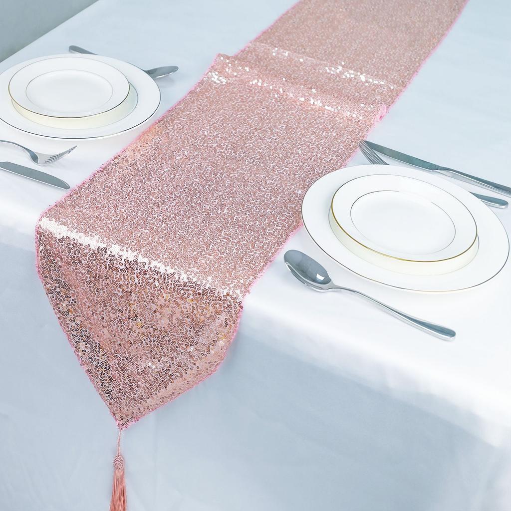 Sequin Table Runners Sparkly Wedding Dining Table Decoration Glitter Table Runner for Party Valentine's Day Event Decorations