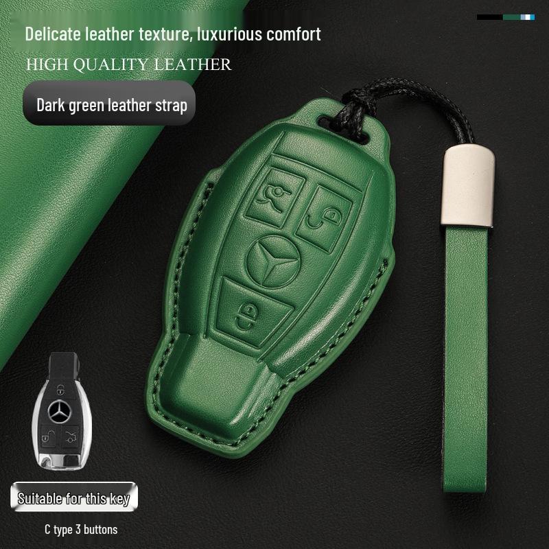 Genuine Leather Key Cover for Mercedes C260L, GLA, GLC300L, GLE, E300L, A200L, and GLB