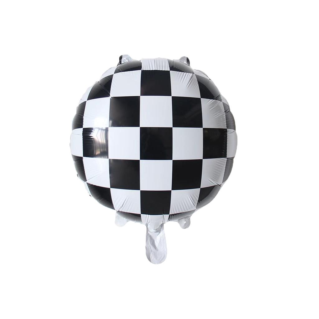 10pcs 18 Inch White Checkered Foil Helium Balloons Car Wheel Tire Balloon Racing Theme Birthday Party Decoration Globos Supplies