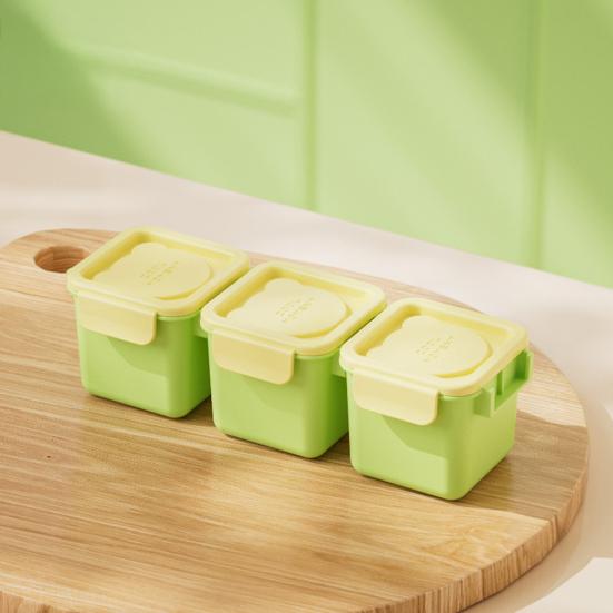 3 Stück Eiswürfelbox mit dicht schließendem Deckel Mini-Quadrat-Eiswürfelform für geruchsfreie Lagerung Mehrzweck-Lebensmittelechter PP-Eiswürfelbereiter Küchenzubehör