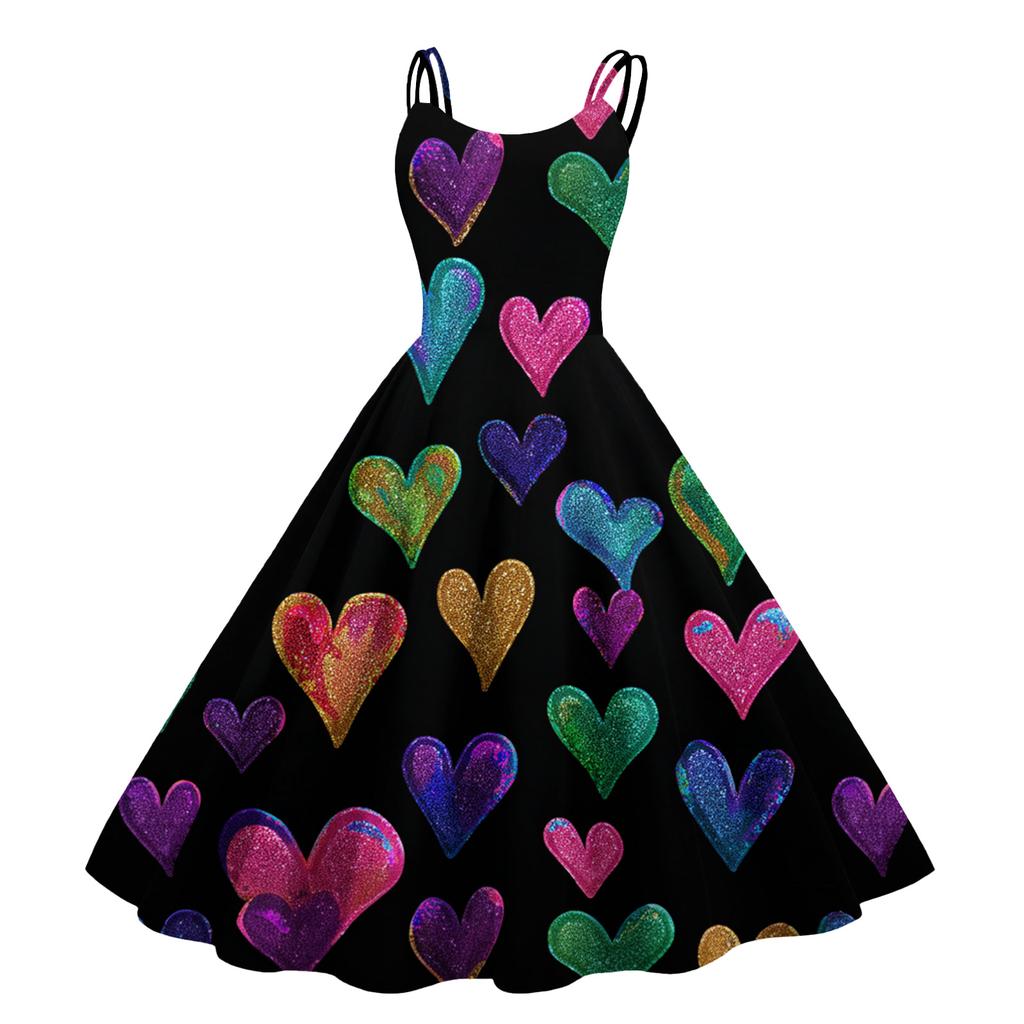 Women's Print Sexy Off-The-Shoulder Punk Vintage Dress