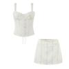 Traje Francés Dulce Floral 2026: Camisola con cordones y Falda de cintura alta