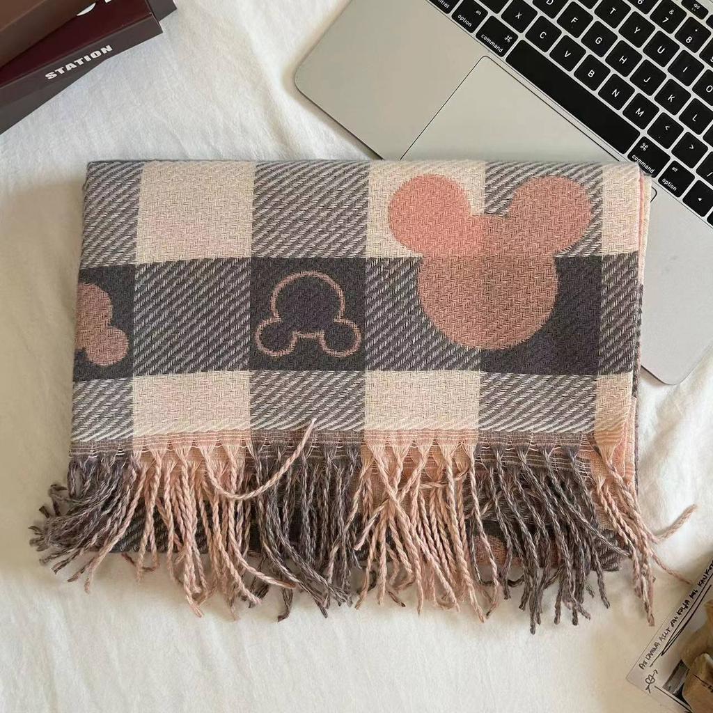 New Popular Tassel Imitation Cashmere Plaid Scarf Women's Senior Sense Autumn and Winter Long Thermal Shawl Commuter College Style