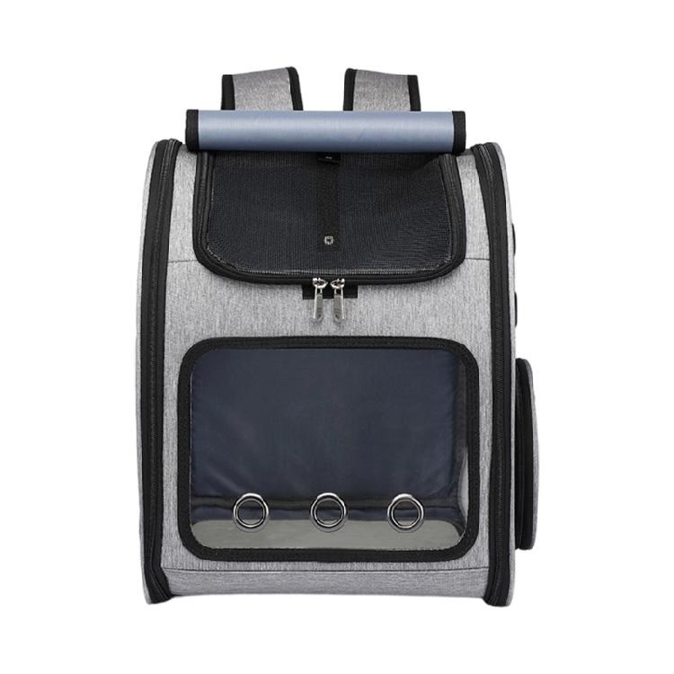 

Ventilated Fabric Pet shipper With Top Opening And Chest belt For Safe Transportation Of Small Dogs серый