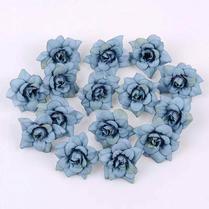 10Pcs Artificial Flower 4.5cm Silk Rose Head For Wedding Home New Year Decoration DIY Garland Scrapbook Gift Box Craft Flowers