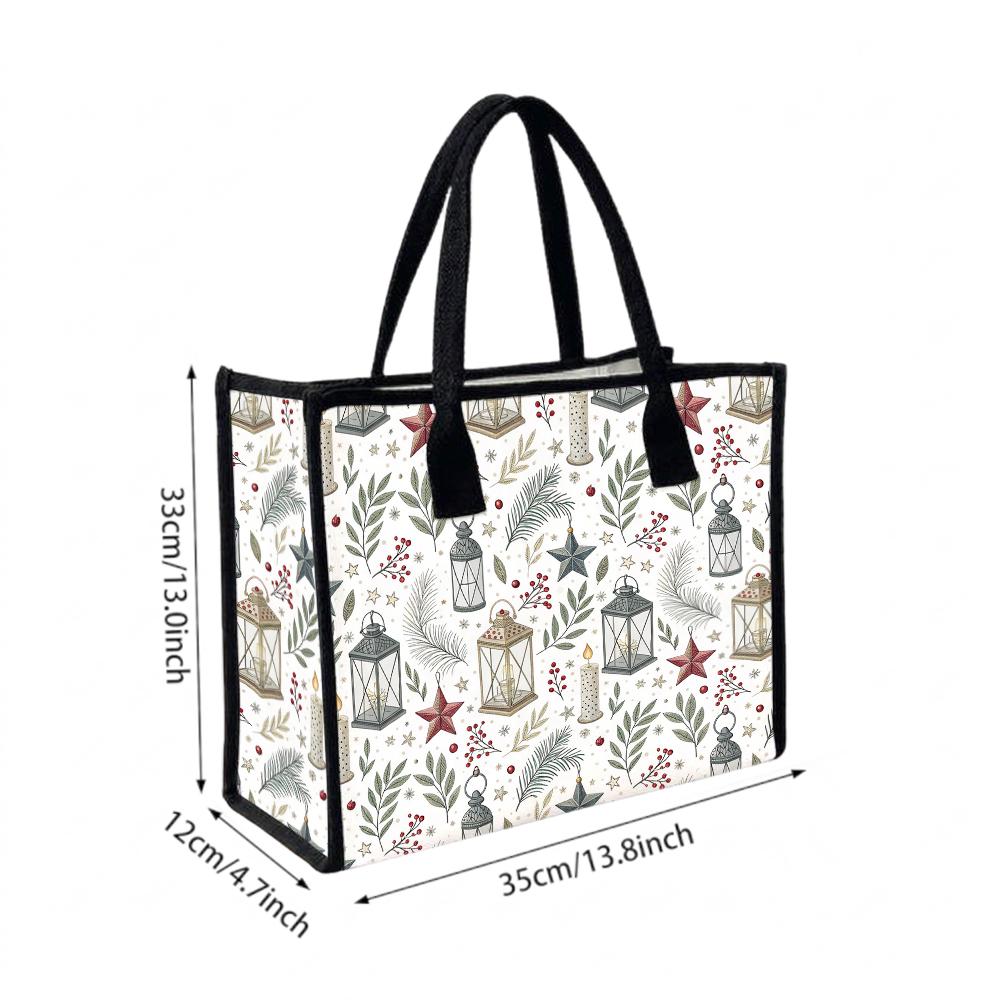 Christmas Winter Pattern Canvas Tote Bag for Daily Use