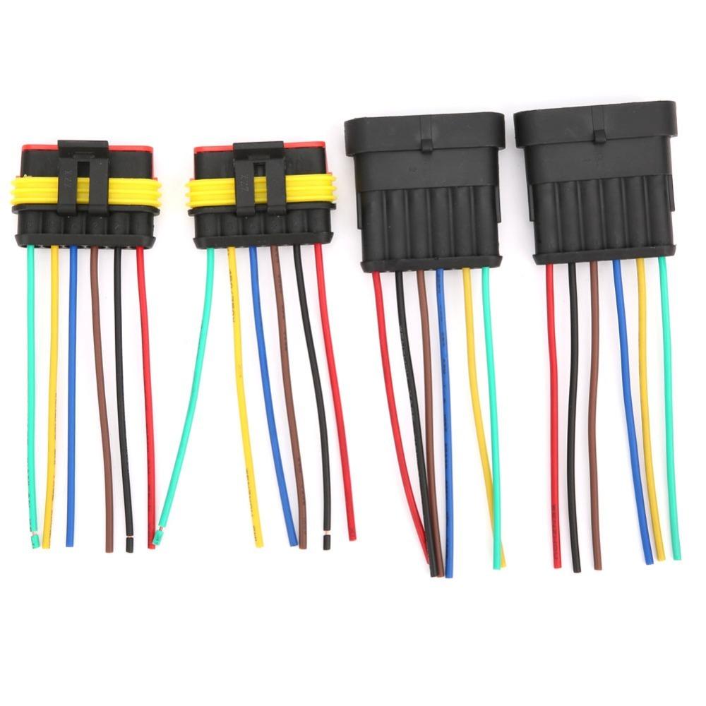 2 Sets 6 Pin Car Electrical Connector Waterproof 10cm Wire Electrical Auto Connector Automotive Wire Connector Marine Boat