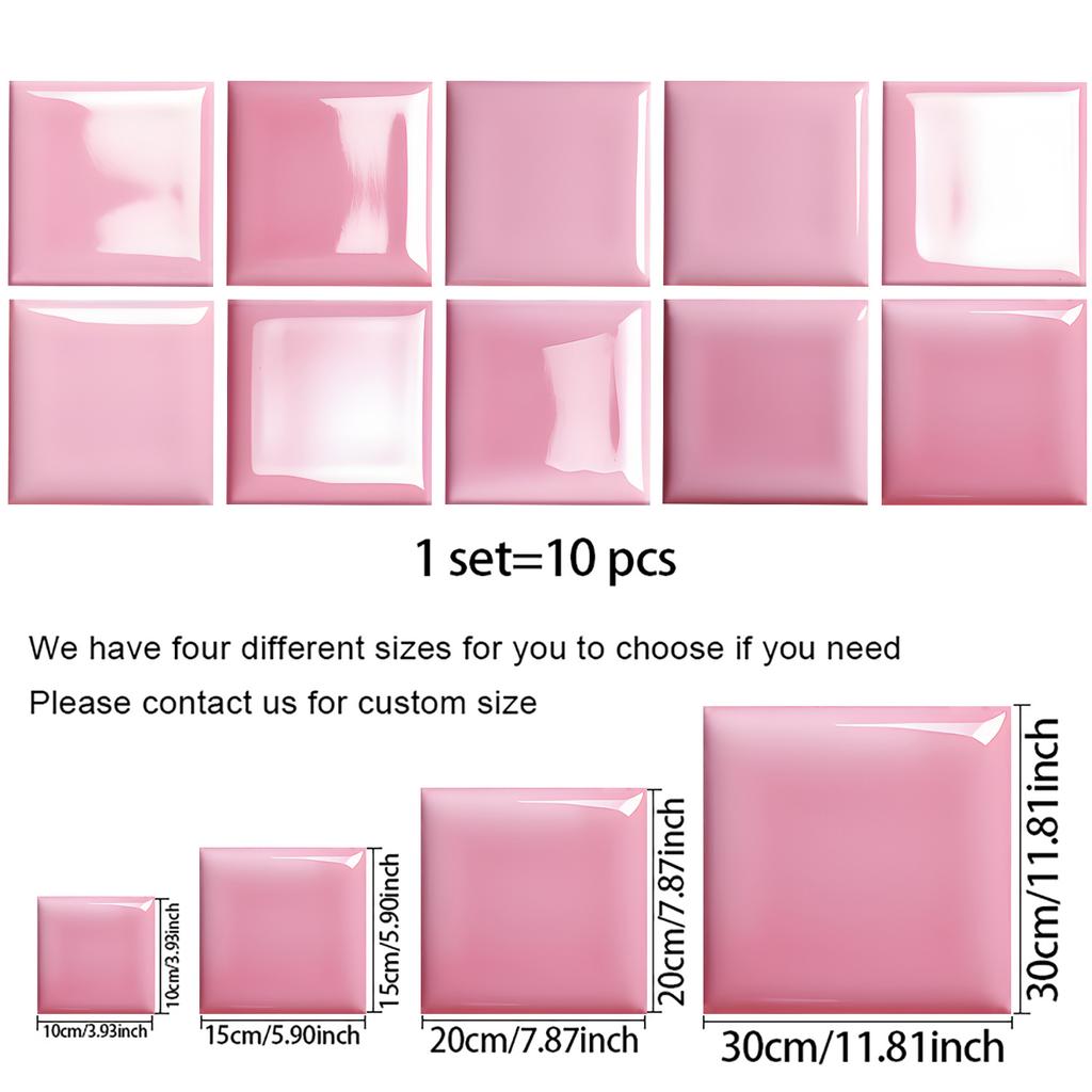 10Pcs Luxury Pink Brick Wall Stickers Imitation Brick Bedroom Decoration Waterproof Self Adhesive Tile Wallpaper Kitchen Cupboard Decor