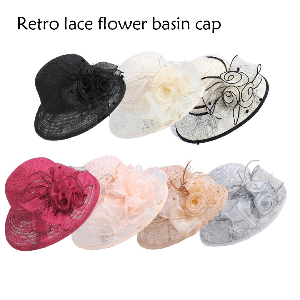 Fabric Women Bucket Hat Lace Colorful Replacement Vintage Flower Decor Dome Girls Ladies Fishing Cap Headgear Gift