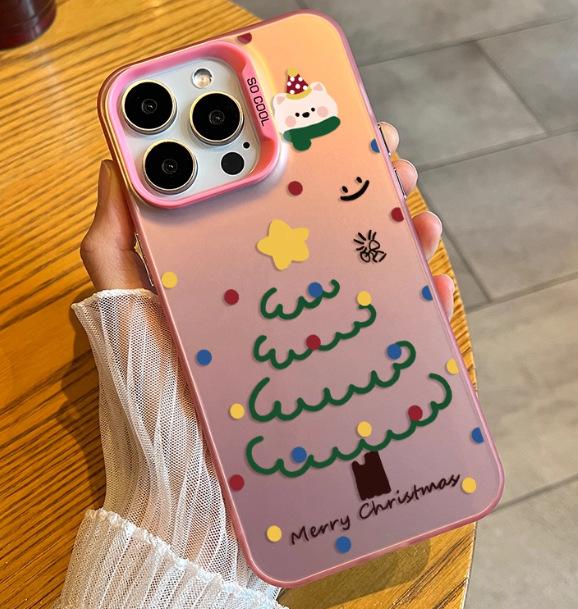 Applicable to Apple 11/11pro mobile phone case simple Xiaomi large hole colored silver Huawei autumn and winter mate line Christmas tree