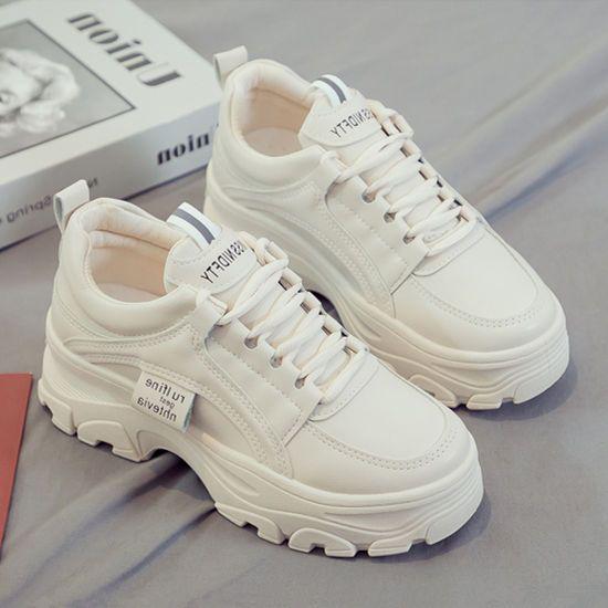 Women's Trendy Dad Shoes: Height-Increasing Running Sneakers with Thick Soles for Spring and Autumn. Versatile and Stylish Footwear.