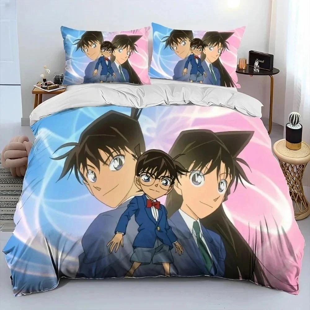 3D Print Anime Detective Conan Cartoon Bedding Set Boys Girls Twin Queen King Size Duvet Cover Pillowcase Bed Boys Adult Bedroom