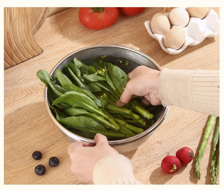 304 Stainless Steel Kitchen Basin - Multi-Purpose: Wash Vegetables, Rinse Rice, Drain, or Mix with Scale