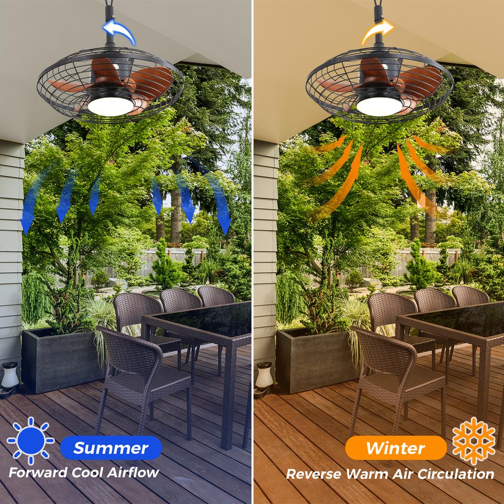 USA In Stock 20 Inch 5 Blade Ceiling Fan for Garden Decorative Indoor Outside Ceiling Fan Light With Remote Control