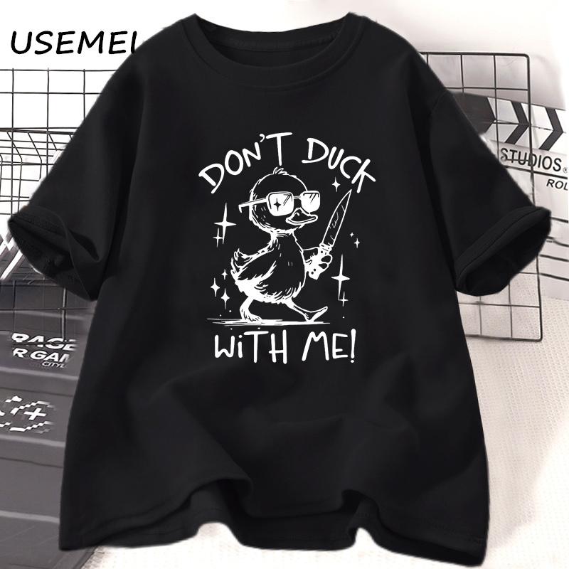 Retro Dont Duck with Me Meme Tshirt Funny Duck Sarcastic TShirt Adult Humor Tee Shirt Cotton Short Sleeve Round Neck Tees