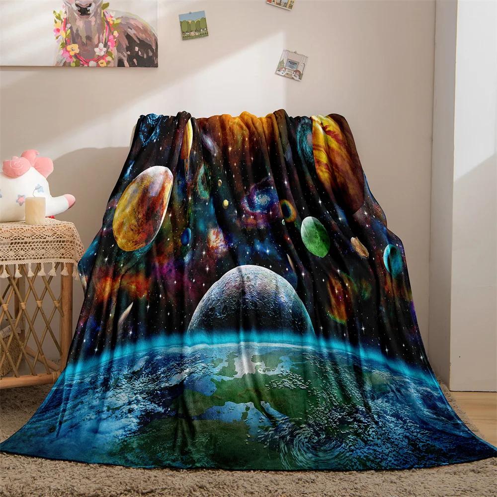 Galaxy Blanket Star Throws Planet Space Gift for Boy Girl Colorful Soft Lightweight Flannel Fleece Blankets Purple for Bed Couch