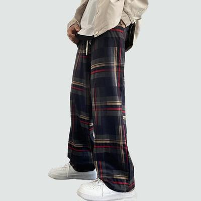 Pantalon ample décontracté de couleur unie pour hommes Pantalon droit imprimé à rayures