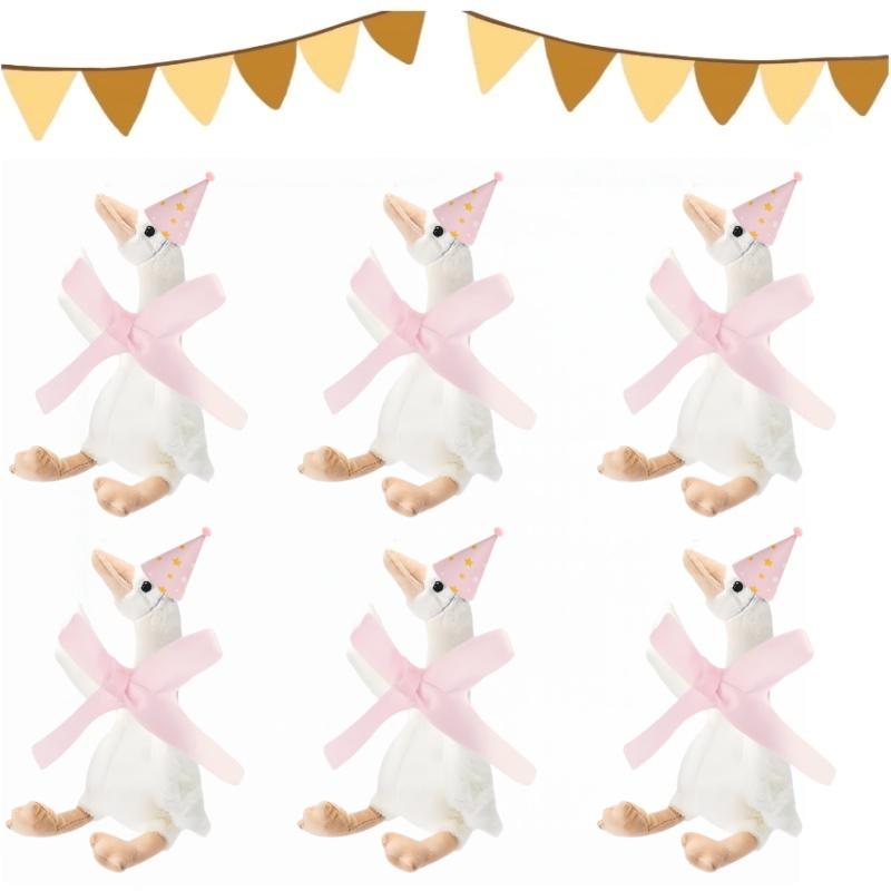 6/12/24Pcs One Silly Goose Adopt a Goose Party Favor 11.8 Inch Plush Goose With Mini Hat Ribbon Baby Shower Birthday Party Gift