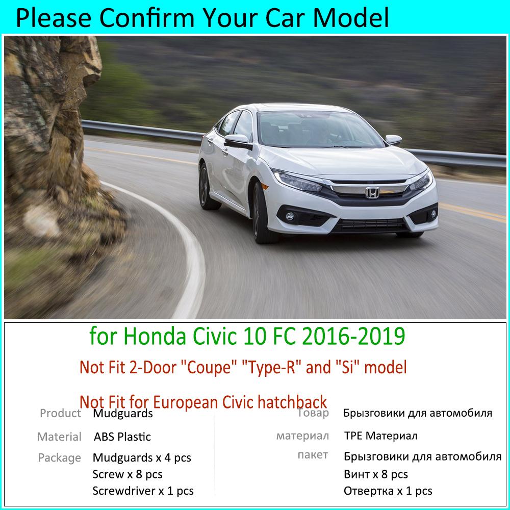 4PCS for Honda Civic 10 FC 2016 2017 2018  New Mudguards Mudflaps Fender Mud Flap Splash Guards Protect Rear Car