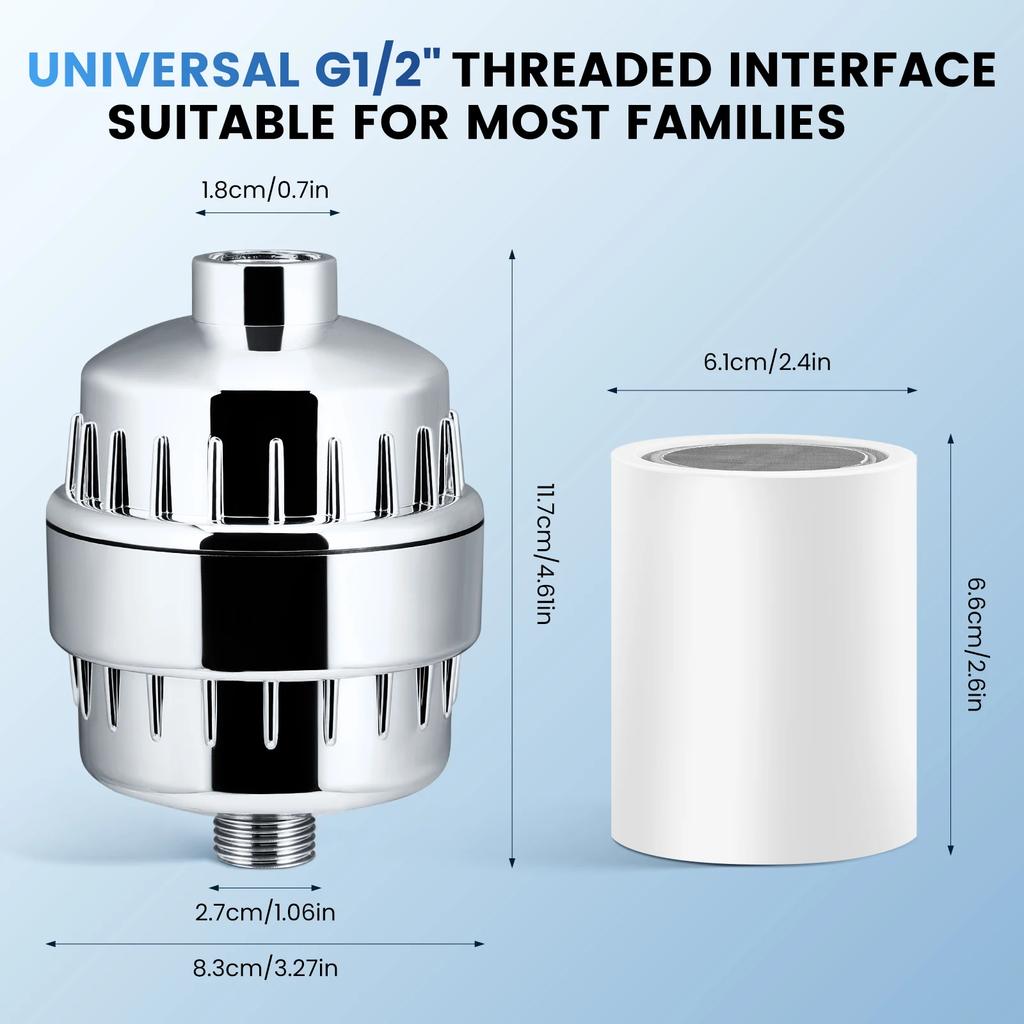 36 Stage Shower Faucet Head Cleaning Purifier Filter Metals Filtered for Hard Water Soften 1 Replaceable Extra Filter Cartridge