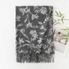 Womens Winter Printed Scarf Thick Warm Faux Cashmere Korean Style Shawl