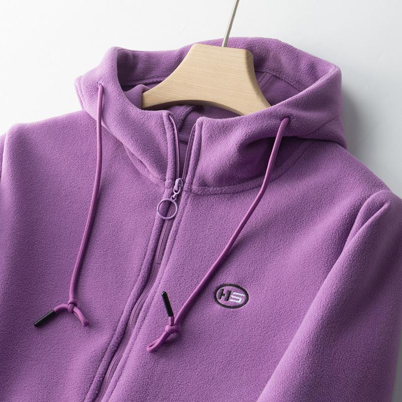Women Casual Hoodies Printed Letters Warm Polar Fleece Plush Lamb Cardigan Jacket Coat Cashmere Zipper Loose Fit Sweatershirt