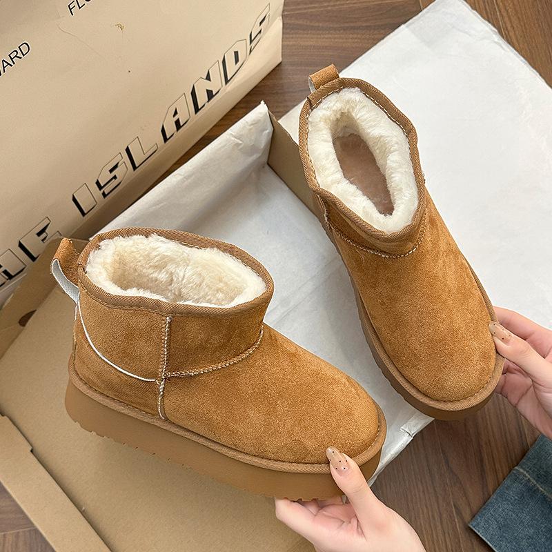 Women's Fur One Thick Sole Winter Lightweight Warm Snow Boots Non-slip Wear-resistant Casual Sports Cotton Boots
