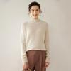 Twisted Flower Half-High Collar Cashmere Knit Sweater - Women's Solid Color, Long-Sleeve, Versatile Pullover, Comfortable Base Layer.