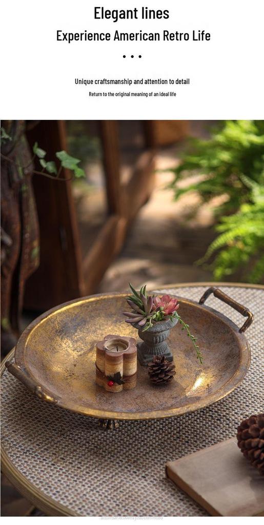 Antique Gold American-Style Bird Feeder & Garden Tray for Studio Photography and Fruit Display