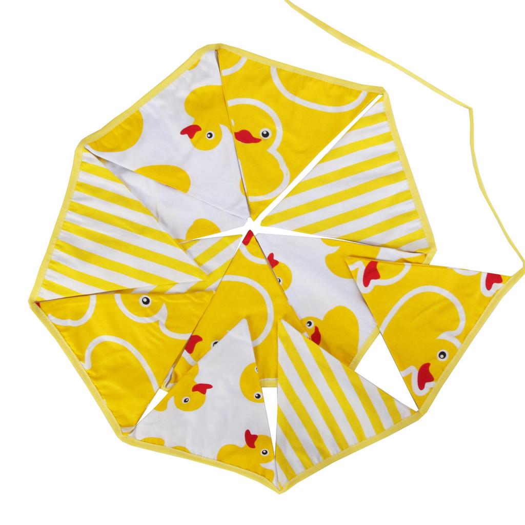 Kids' Yellow Duck Birthday Party Triangle Flag - Cotton Cloth Decoration for Children's Room or Kindergarten
