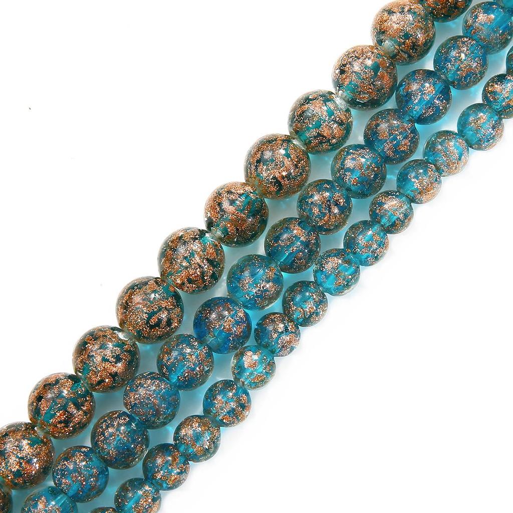 10pcs/Bag Glass Beads Round Ball Handmade Luminous Lampwork Loose Beads for Earring Bracelet Necklace DIY Jewelry Making Findings