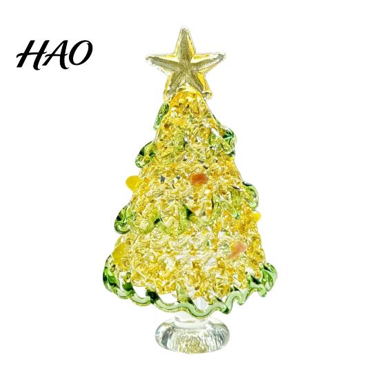 Kristallen Boom Bureauornament Handgeblazen Glas Kerstbeeldje, Mini Tafelbladornamenten Kerstornament, Handgemaakte Bureau Feestdecoratie Decoratief