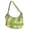 Gebruikte COACH Schoudertas 28206E canvas/leer beige groen één riem
