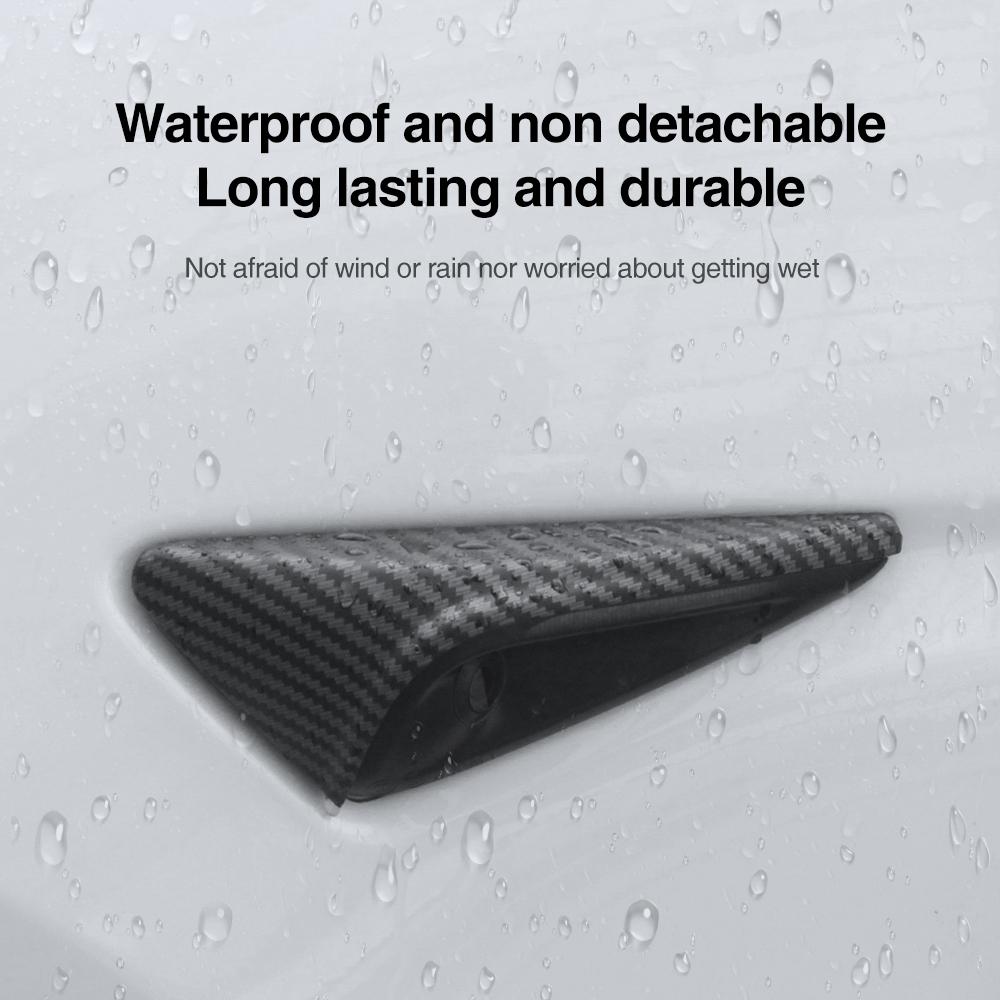Heenvn ABS Carbon Pattern Side Camera Cover For Tesla Model 3 Highland Model Y Juniper 2025 2026 ABS Leaf Board Sticker Exterior