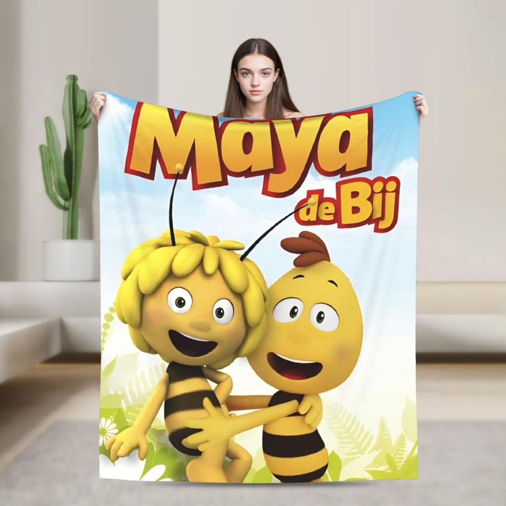 Maya The Bee Blanket  Decorative Flannel Throw Blanket For Couch Chair Soft Warm Custom DIY Quality Bedspread Gift