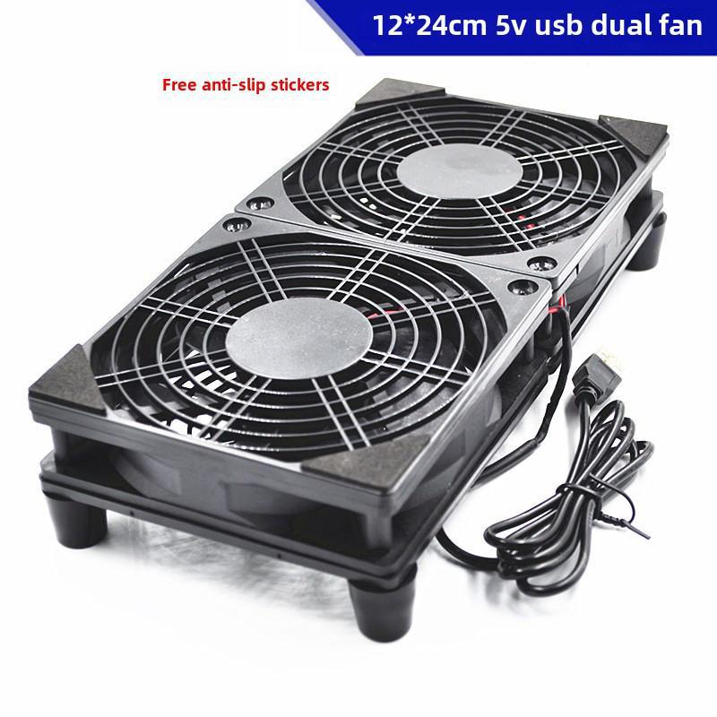 Silent 5V USB Cooling Fan Rack for Router/Modem with Switch and Support Bracket
