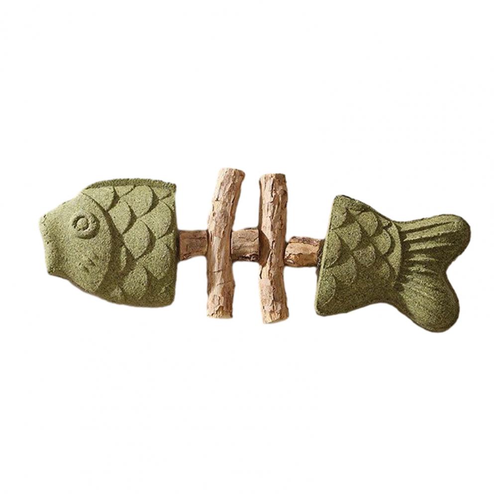 Durable Cat Chew Toy Fishbone Cat Toy Cat Dental Toy Fishbone Shape with Catnip Teeth Stick Natural Wooden Oral for Feline