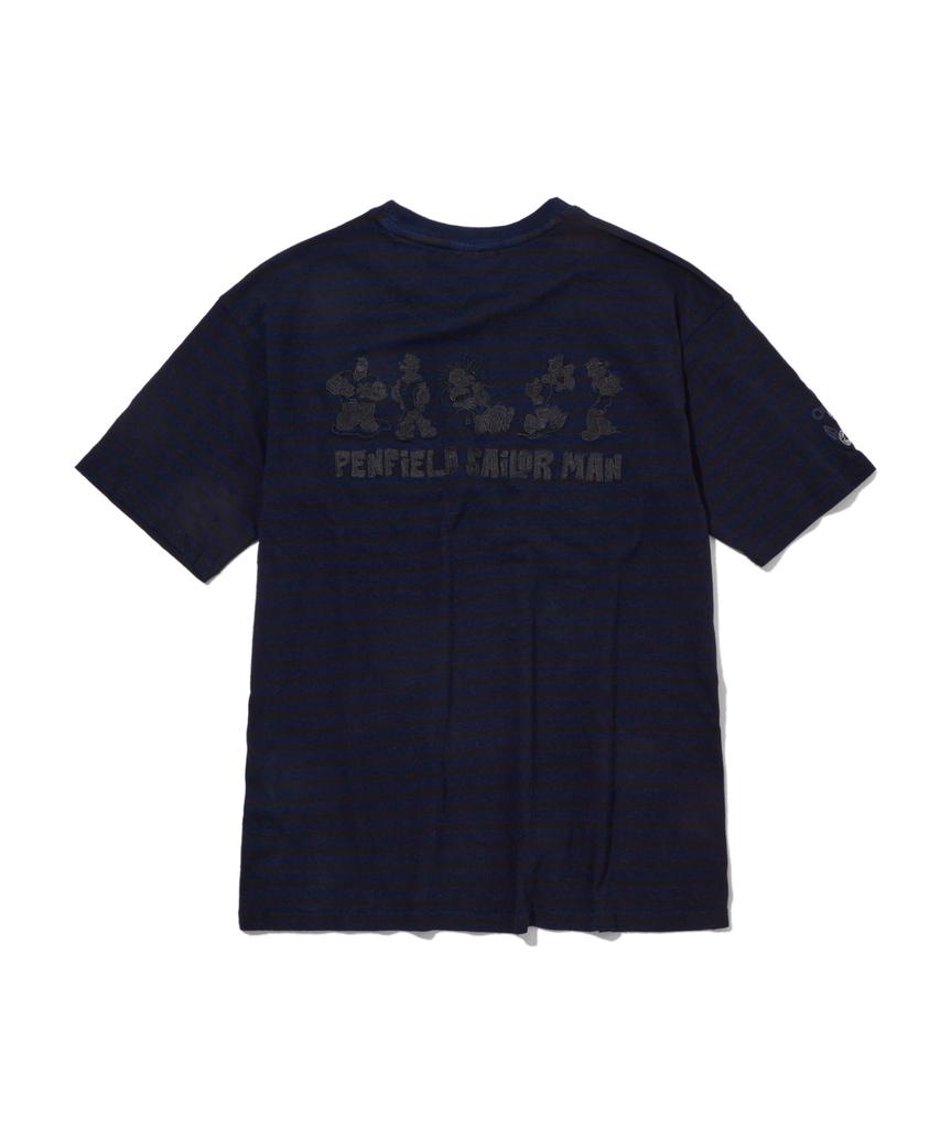 PENFIELD Indigo Single Stripe Vintage Artwork Embroidered Short Sleeve T-Shirt Indigo_Fs2Kt61U