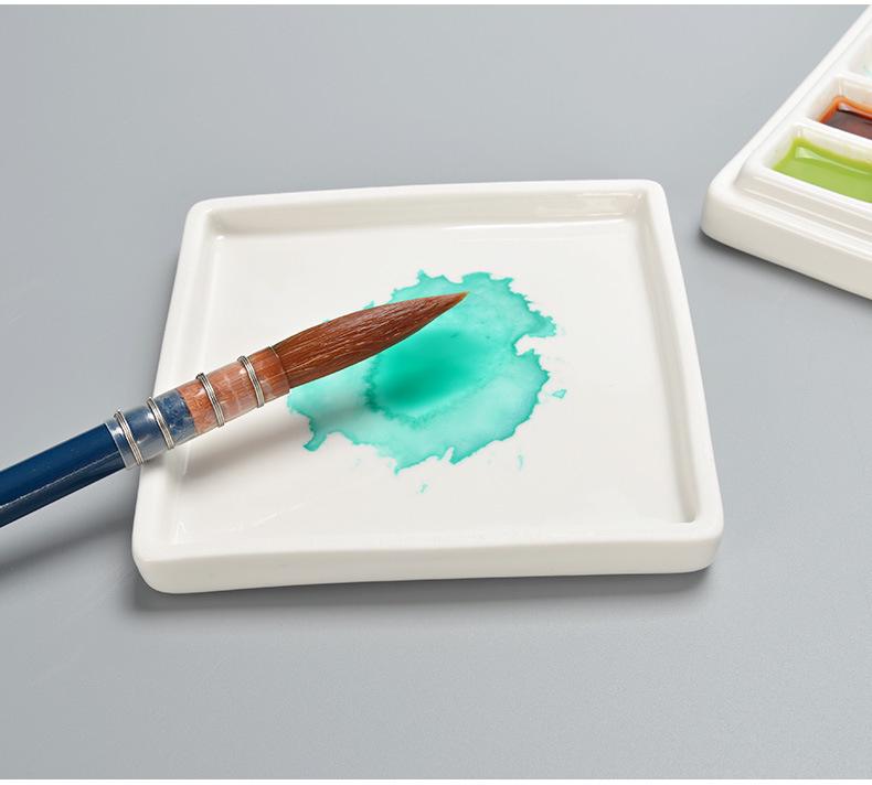 Shimingke 12-Grid Ceramic Palette with Lid - Easy To Clean for Oil and Watercolor Painting