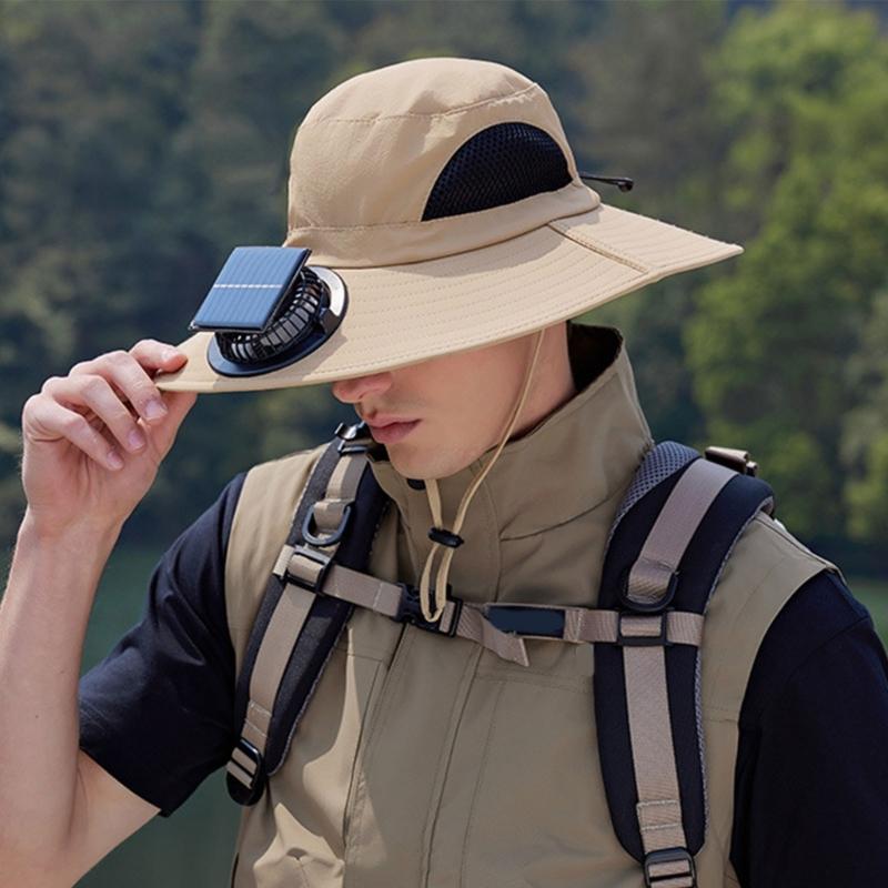 Solar Powered Outdoor Cooling Hat With Built In Fan For Hiking Fishing Lightweight Adjustable Sun Hat