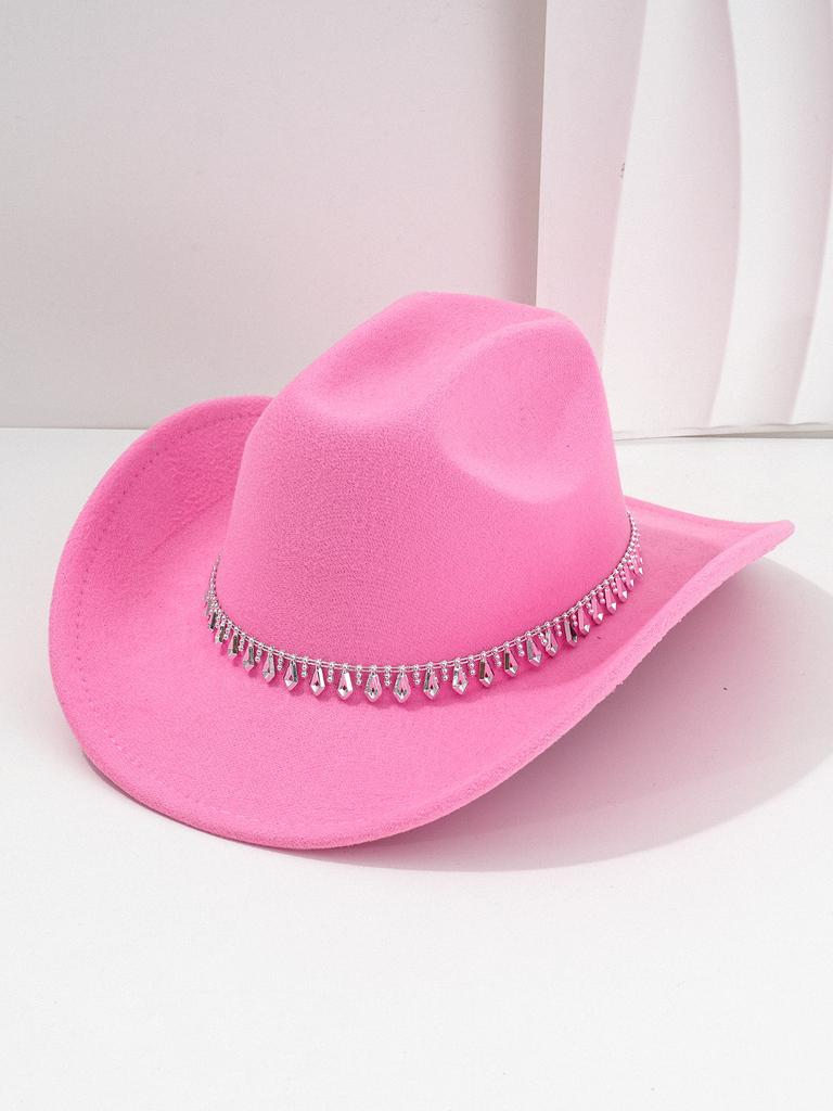 Men & Women Cowboy Hat – Fashionable Diamond Sword Rhinestone Hat Chain – Vintage Gentleman Fedora Jazz Cap