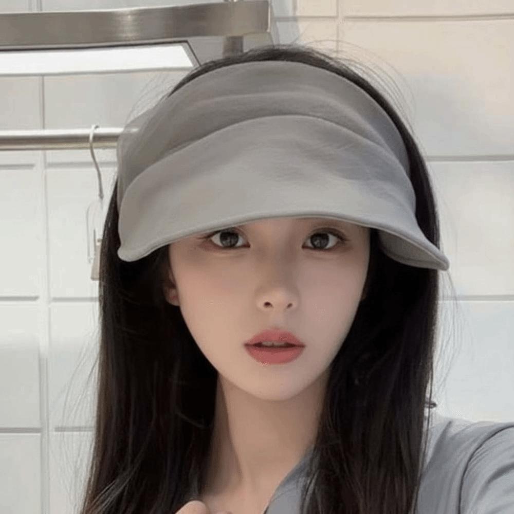 Solid Color Folding Sunshade Hat Portable Sunscreen Empty Top Hat Wide Brim Visor Caps  Vacation