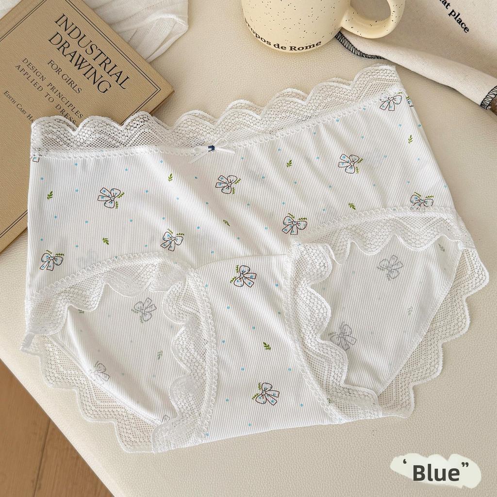 Female Summer New Lovely Lace Lace Extended Antibacterial Crotch Breathable Waist Triangle Briefs