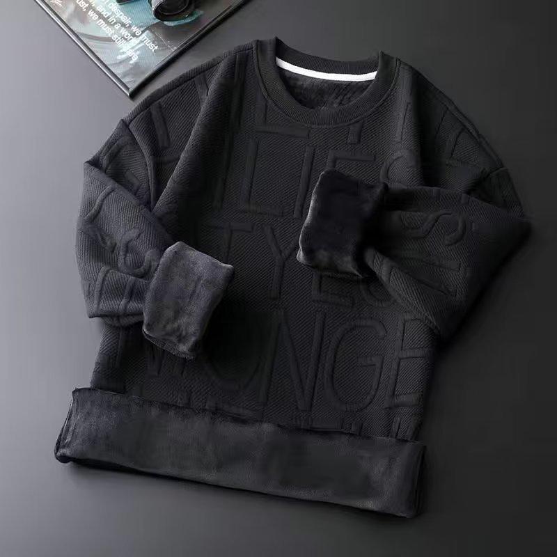 

Мужской модный свитшот с длинным рукавом и надписью - Коллекция осень/зима 2023 с плюшевой подкладкой XXXXXL чёрный