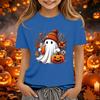 Kids Halloween Printed Short Sleeve T-Shirt Neck Relaxed Fit Casual Top for Boys and Girls