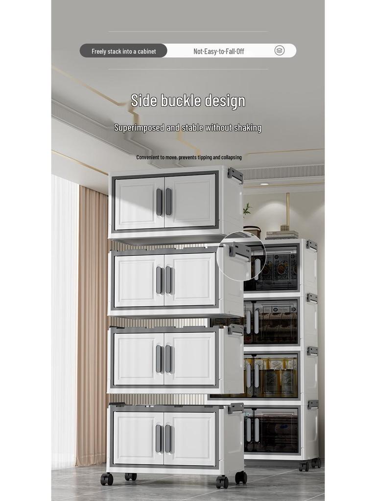 Foldable Plastic Storage Cabinet: Flip-Top Wardrobe Organizer for Clothes and Medicine