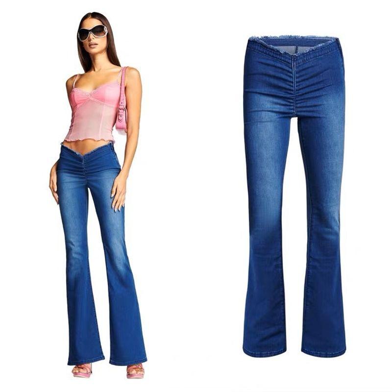 

Iamgia Royal Sister Hot Girl Outfit Sexy Tight Y2g Washed Fashionable Slimming Slim Fit Jeans Skinny Pants Blue M