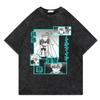 Vinland Saga Anime Vintage Washed Tshirt Graphic Print Hip Hop Streetwear Loose Y2k Summer Short Sleeve Cotton Top