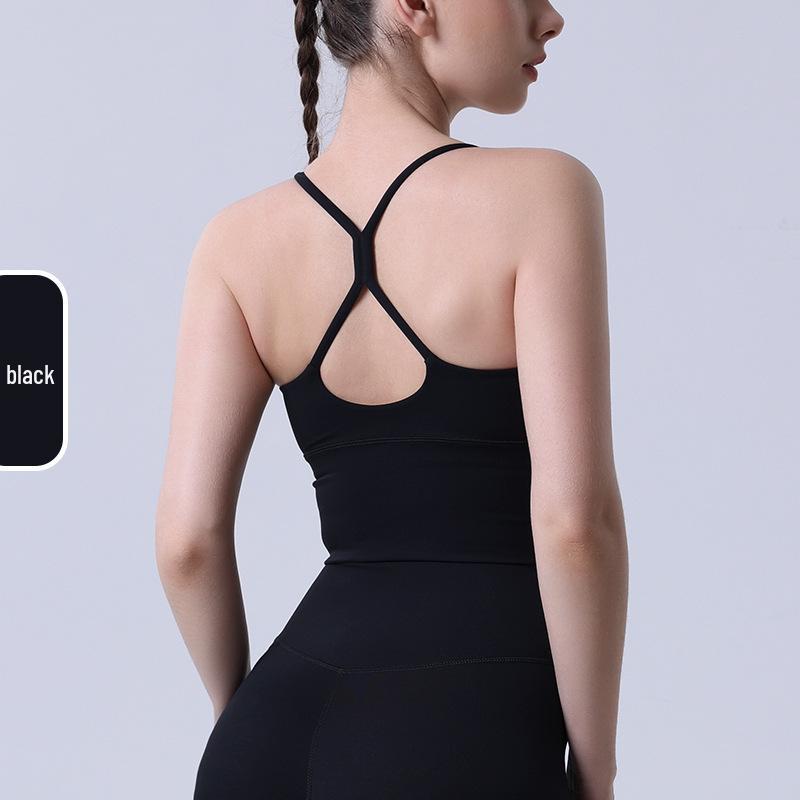 

2024 Спортивный бюстгальтер с перекрещенной спинкой - Европейский и американский фитнес-топ для йоги для женщин Medium